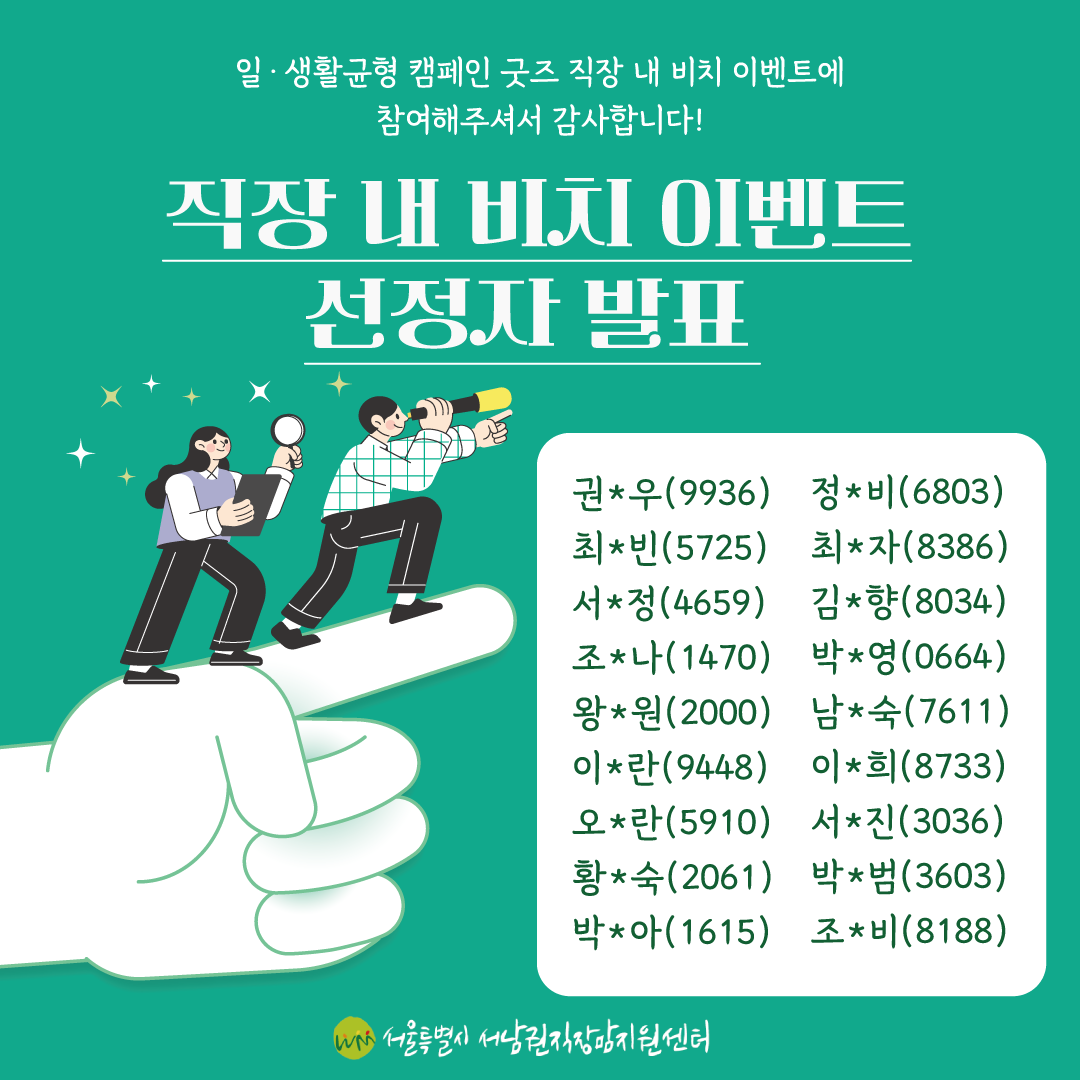 2022 일생활균형 캠페인 굿즈 직장 내 비치 이벤트 선정자 안내